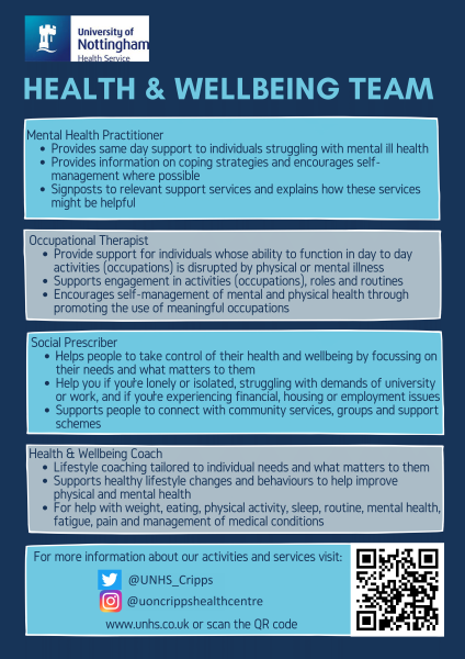 The University of Nottingham Health Service Health Wellbeing